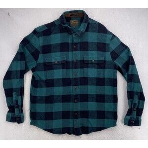 Lucky Brand Saturday Stretch Flannel Shirt Men's XL Green Buffalo Plaid Cotton